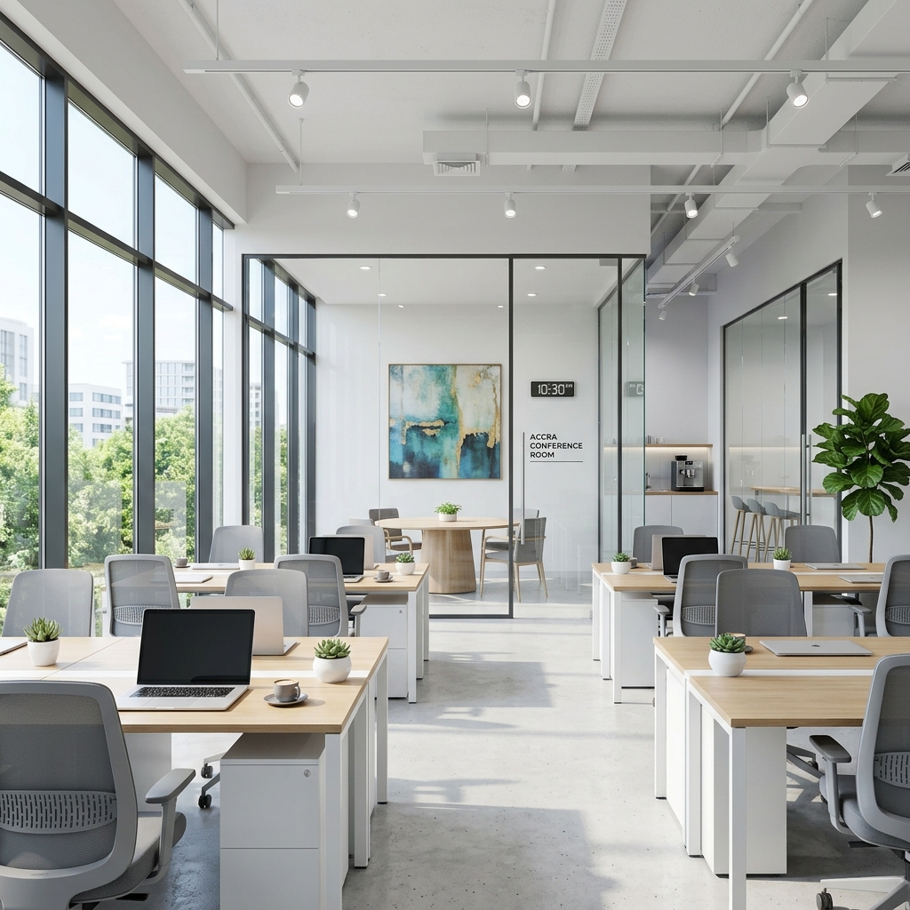 Bright, clean modern open-plan office